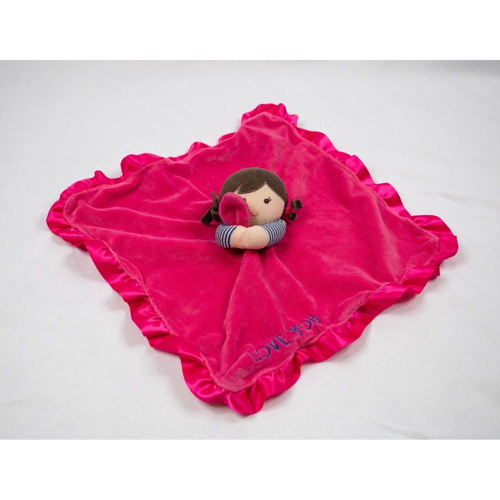 Carter's Doll Security Blanket Kids OS Pink Excellent Love You Satin Trim‎ Plush